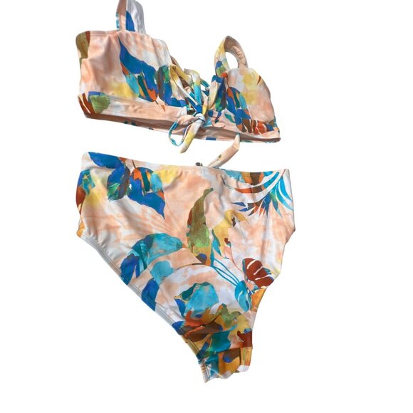 Plus Size 3X Lysa Tie Front Bikini Set With Abstract Print Fully Lined NWOT - Picture 7 of 9